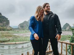 Private Villa Views with a Hammock and Couple with Mountains and Rice Fields in the Background